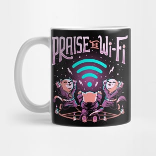 Praise the Wifi Funny Evil Worship Cats Mug